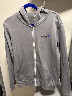 Bella Canvas Gray Hoodie with Blue Accent
